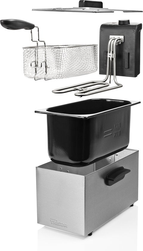 Friteuse Tristar 3 litres - FR-6946 - Puissance 2000 W - Zone froide - Acier inoxydable
