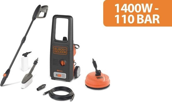 BLACK+DECKER Hogedrukreiniger BXPW1400PE - 8 Accessoires - 1400W - 110 Bar - 390 l/u