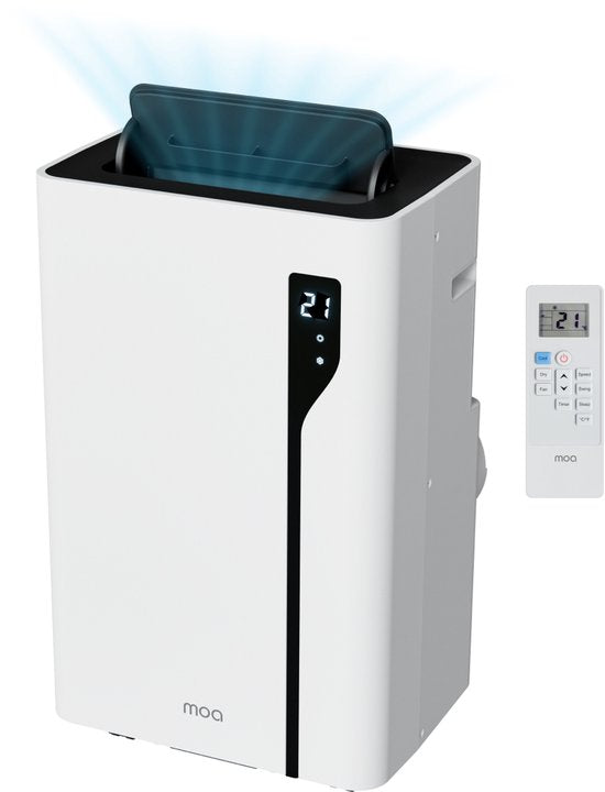 MOA Climatiseur mobile - 12 000 BTU - Avec télécommande - Jusqu'à 35m² - Climatiseur avec fonction de déshumidification - Kit d'étanchéité pour fenêtre - Blanc