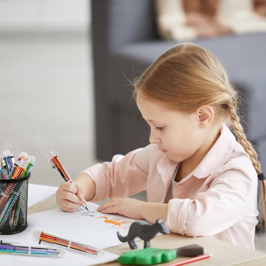 Partizzle 24x Stylos à bille multicolores - Stylos à bille pour l'école - Couleurs créatives - Stylos à bille Grabbelton - Cadeaux pour enfants - 6 couleurs