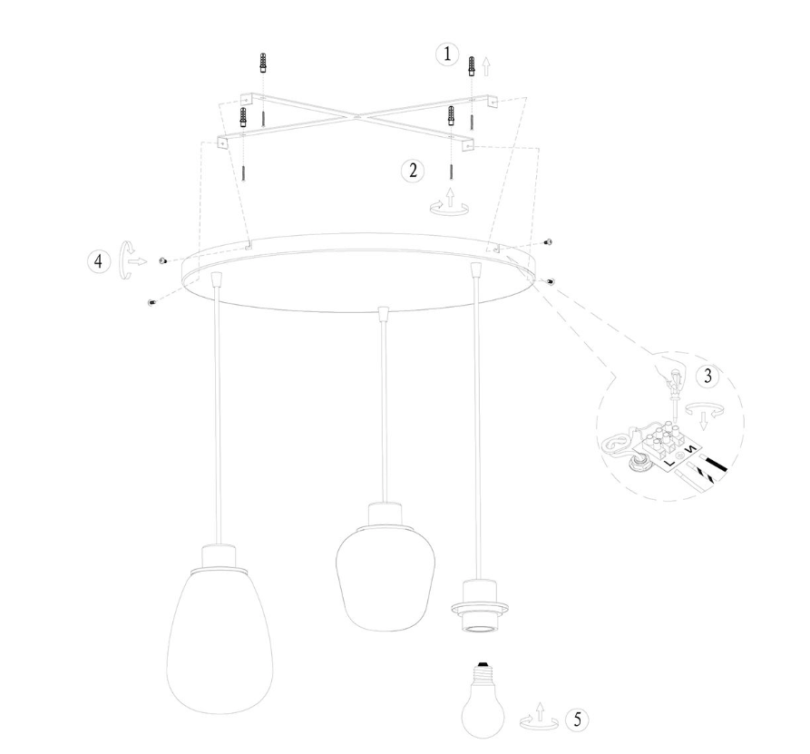 Steinhauer - Lampe suspendue Reflexion - 3079ZW - 3-Lumières - Noir & verre fumé - Ø40 cm - Max. 350 cm de haut - Raccord E27 - Design moderne