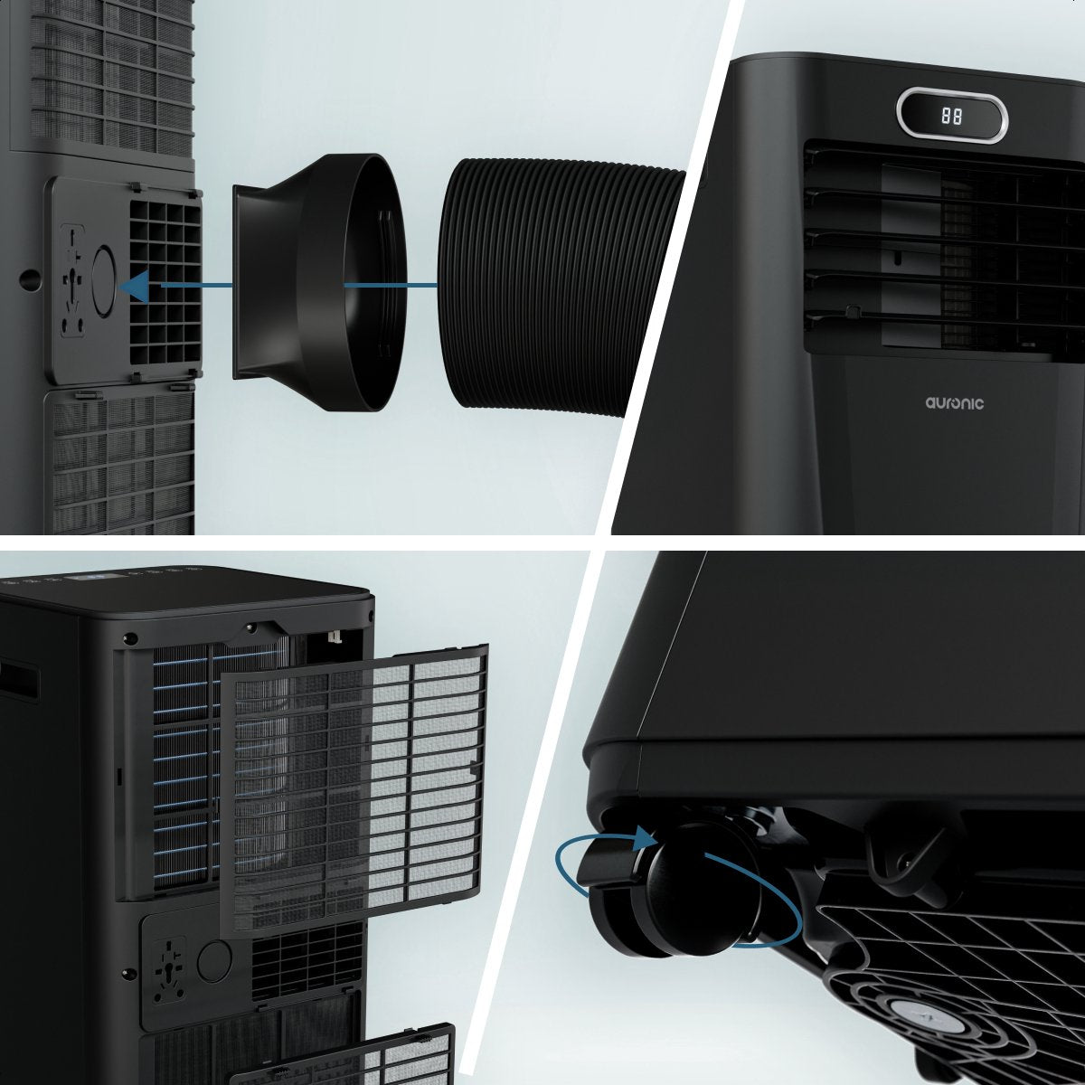 Climatiseur portable Auronic blanc - 7 000 BTU - Jusqu'à 20 m² - 3-en-1 - Avec kits de calfeutrage pour fenêtres