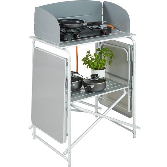 Tectake - cuisine de camping dim. 172 x 52 x 104cm noir - 403344