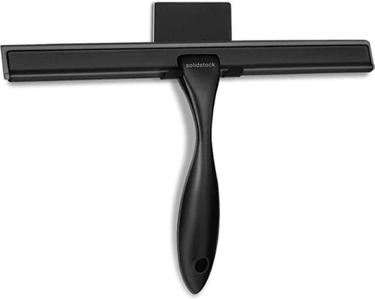 Essuyeur de douche noir en acier inoxydable - Extracteur de douche de luxe - Crochet de suspension sans perçage - Extracteur de douche noir