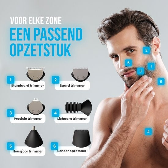 Strex Beard trimmer - 14 in 1 Set - Sans fil et résistant à l'eau - Multigroomer / Bodygroomer / Trimmer
