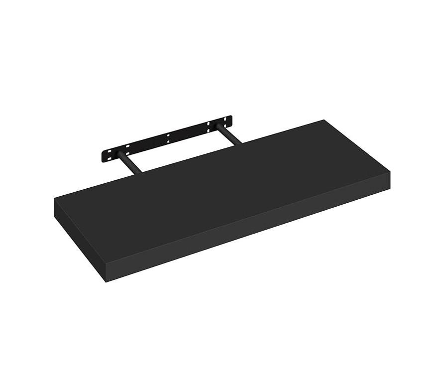 Étagère murale Esituro suspendue 50 cm - Lot de 2 - MDF noir - Style moderne