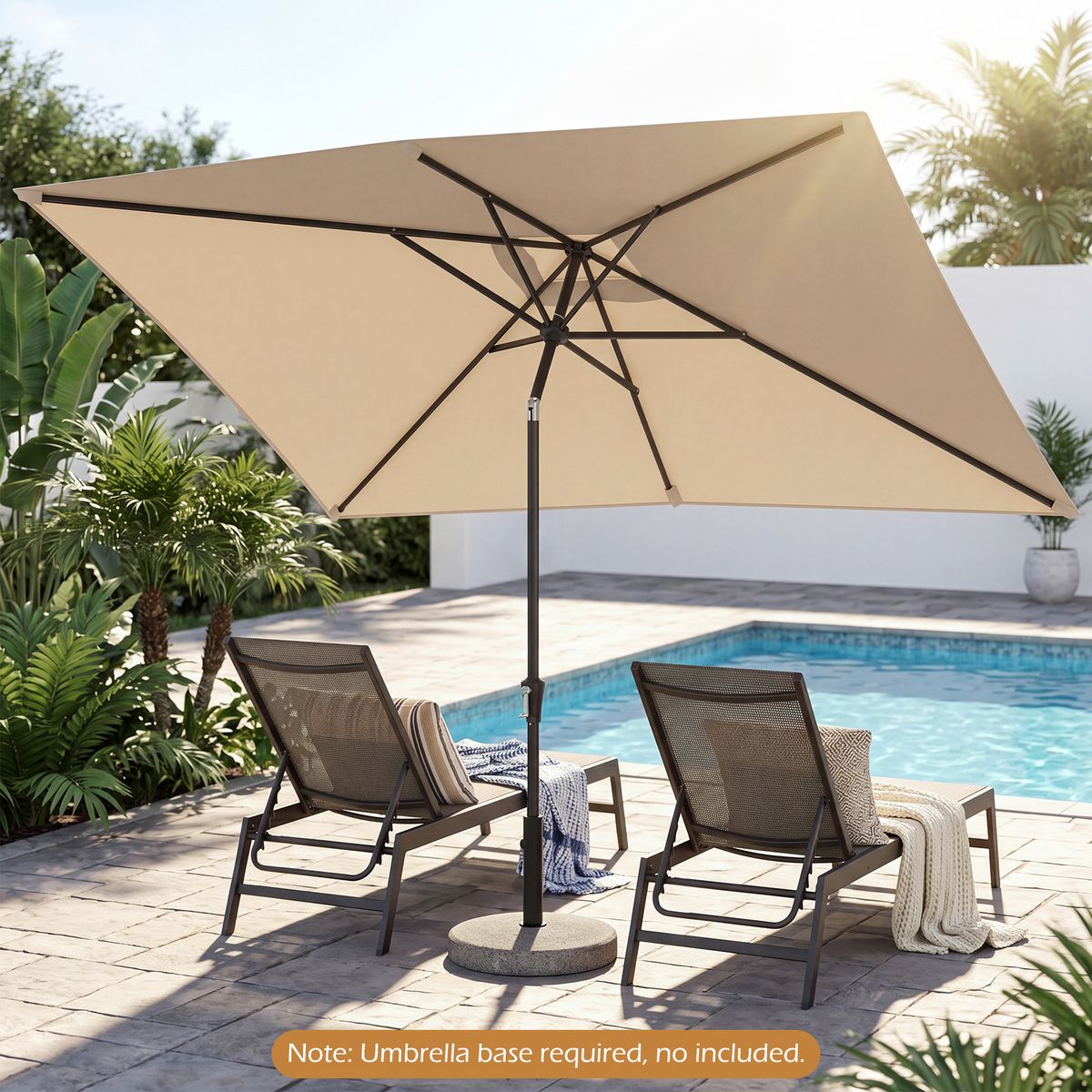 Parasol Coast - angle réglable - rectangulaire 3 x 2 m - beige