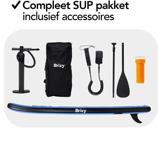 Brixy SUP Board - Inflatable Paddle Board - Set complet - 305 cm - Max. 150 kg - Bleu