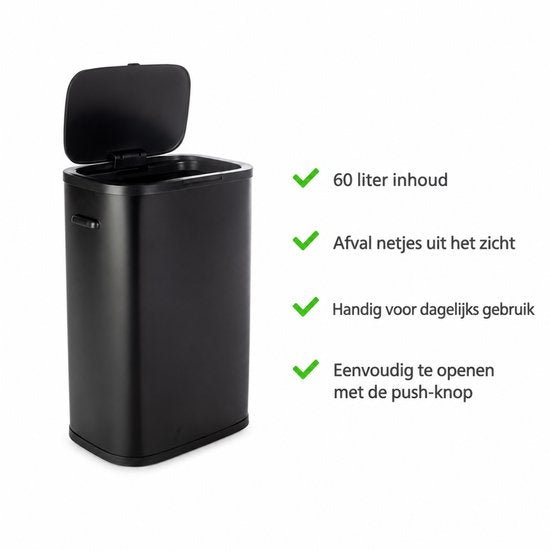 Poubelle à pédale Nexxt 60 L - Poubelle à poussoir