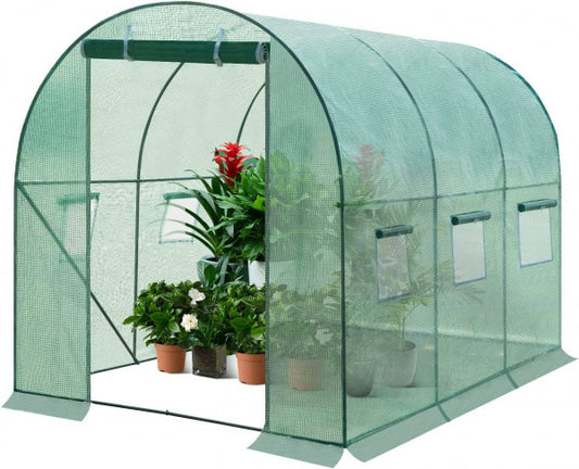 Serre en film plastique WOLTU Verte - 300 x 200 x 200 cm - 6 m² - Avec 6 fenêtres