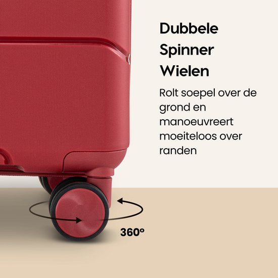SKYCASES Urban Adventurer - Valise à main - Verrouillage par numéro - 44L - Roues pivotantes - Valise de voyage avec serrure à bagages - Trolley léger - Rouge