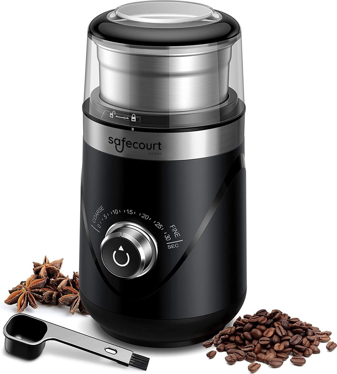 Safecourt Kitchen Electric Coffee Grinder pro - Moulin à café électrique de haute qualité - Noir