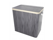 Panier à linge en bambou Juskys - 150 litres - 3 compartiments - gris - avec couvercle