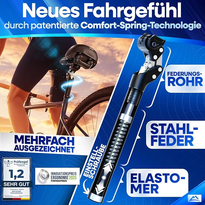 Tige de selle amortissante Nextcover 27,2 mm - Comfort-Spring - Aluminium - Noir