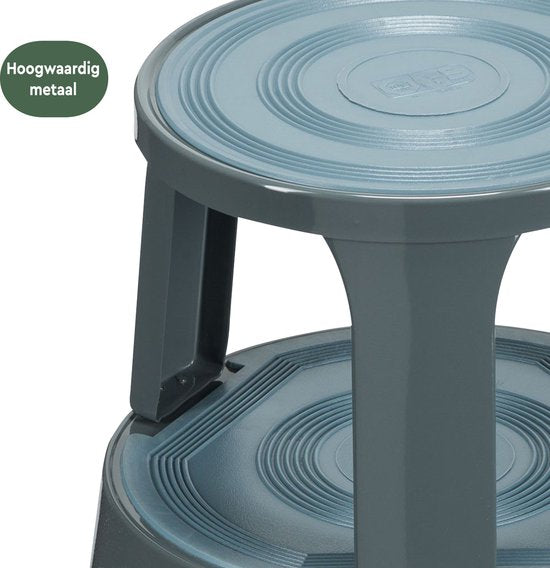 BRASQ Tabouret de marche Premium Gris - Capacité 150 kg - Tabouret de marche - Pied d'éléphant - Tabouret de bureau - Escalier mécanique - Tabouret - Métal