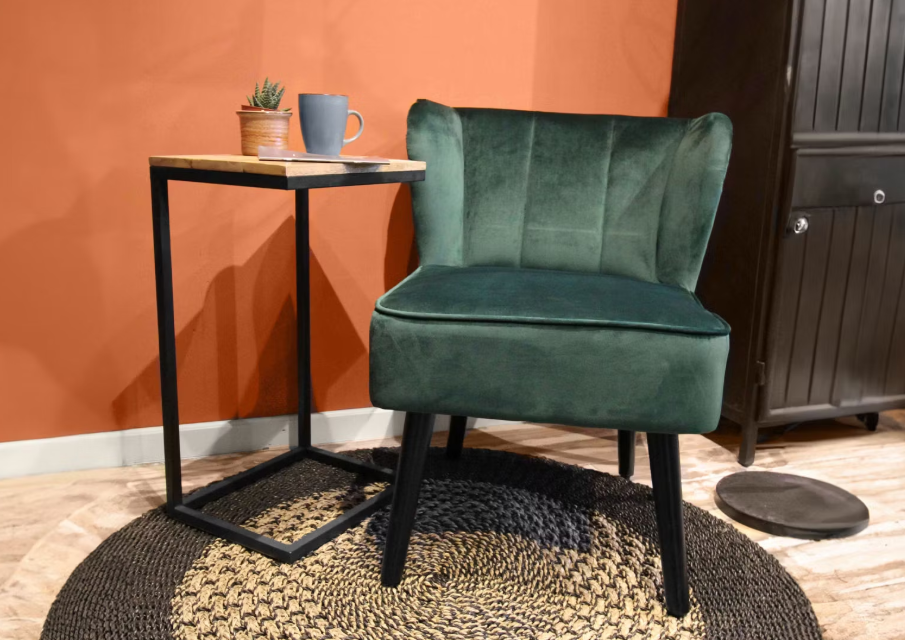 table d'appoint collection hsm - bois de manguier & base en métal - 38x32x65 cm | marron