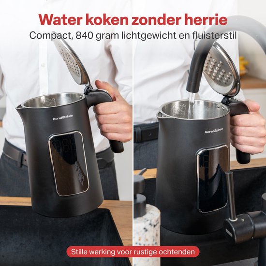 Bouilloire AoraKitchen - Ecran tactile LED - Réglage de la température - Bouilloires - 1.7L - Electrique - Cool Touch - Noir