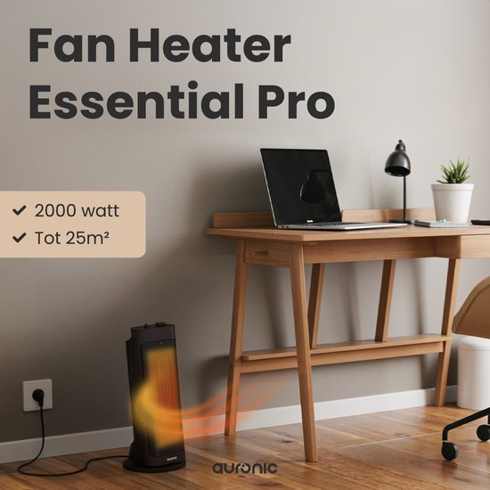 Auronic Fan Heater Pro - Chauffage céramique - Chauffage 2000W - Noir