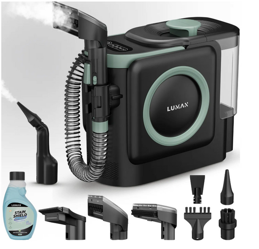 LUMAN 10 in 1 Carpet Cleaner Pro 1800W - 100°C Steam Function and Self-Cleaning - Stain Cleaner - Steam Cleaner - Seat Cleaner - Cleaner for sofa, floor, car and carpet - 7 Meter Cord