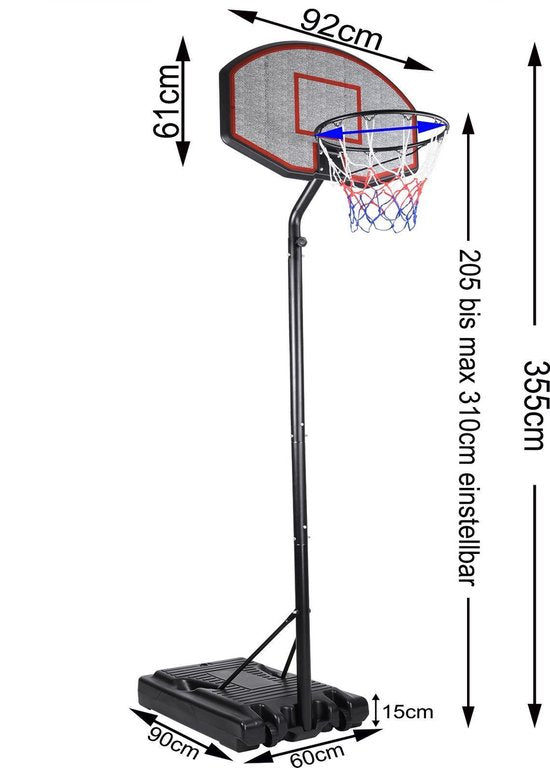 Anneau de basket mobile avec panier réglable