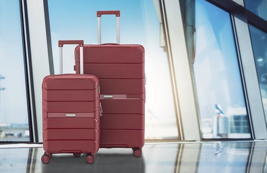 SKYCASES Urban Adventurer - Valise à main - Verrouillage par numéro - 44L - Roues pivotantes - Valise de voyage avec serrure à bagages - Trolley léger - Rouge