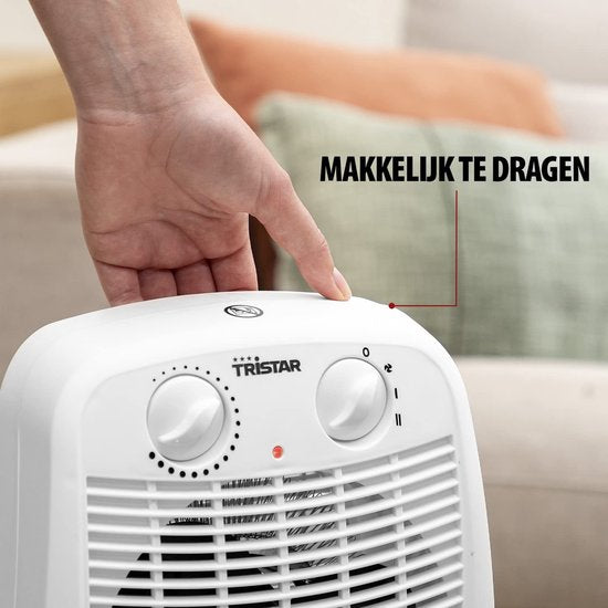 Tristar chauffage électrique KA-5059 - Chauffage à ventilateur - 2 niveaux de chaleur et ventilateur - Chauffage de camping - Blanc - Oscillant - Protection contre la surchauffe - Chauffage de salle de bains