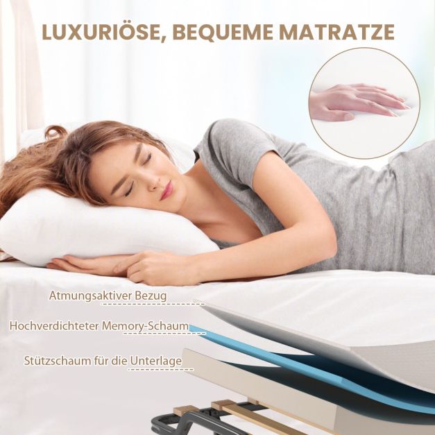 Lit d'appoint pliant italien Coast avec matelas – 200 x 90 x 41 cm – Beige