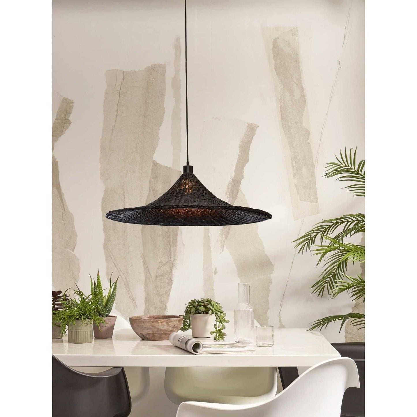 Good&Mojo Lampe suspendue Borabora - Ø70cm - Rotin - Noir