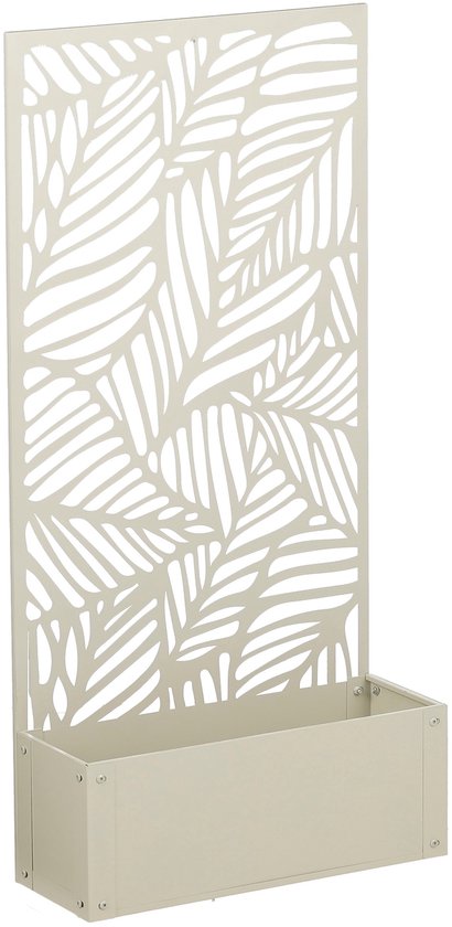 Mica Decorations Sapri Support pour plantes - Jardinière avec treillis pour plantes grimpantes - Support pour plantes autonome ou à fixer au mur - 57,5 x 21 x 118 cm - Blanc cassé
