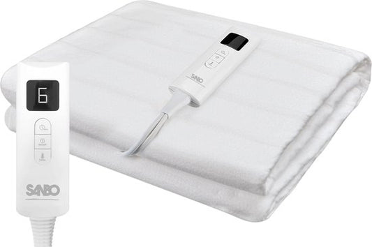 Couverture électrique Sanbo - Sécurité lave-linge - Sous-couverture - 150 x 80 cm - 7 niveaux - Avec élastiques de coin - 1 personne