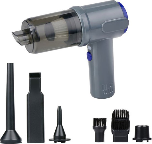 Aspirateur de voiture sans fil All Ride 36 W - Aspirateur à main avec 6 embouts - Aspirateur de voiture rechargeable via USB-C sans fil - Aspirateur de voiture avec fonction d'aspiration et de soufflage - Gris/Bleu