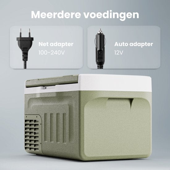 Auronic Electric Cool Box - Compresseur - 21L - 12V et 240 volts - Réfrigérateur de camping - Frigobox Car - Vert