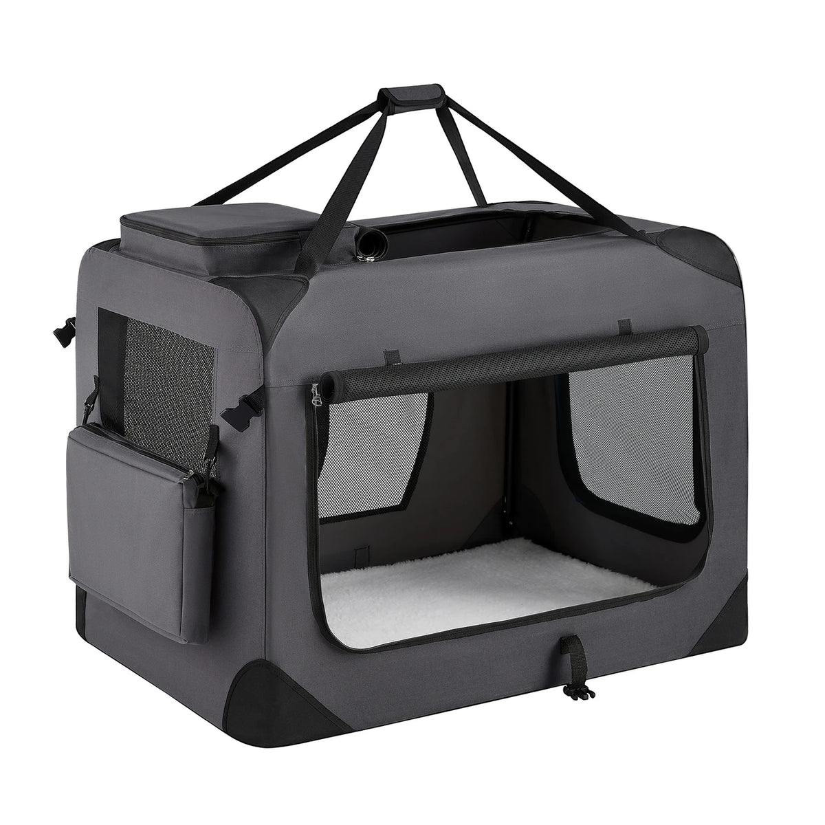Cage pliable pour chien Ochama 91 x 63 x 63 cm - Tissu Oxford - Gris - Portable - Pour chiens de 23 à 32 kg