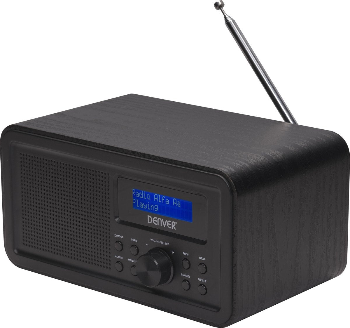 Denver DAB Radio - Radio rétro - Radio FM - Radio de cuisine - Radio portable - Batteries et secteur - DAB30 - Noir