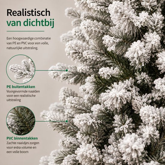 Black Box Trees Harma Slim : sapin de Noël avec effet neige et structure à charnières pour un montage rapide - Sapin artificiel pour petits espaces - Décoration de Noël d'intérieur - H 185 x Ø 63 cm - Vert givré