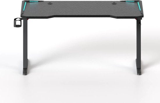 Bureau de gaming - Avalo - 140x60x73 - CM Éclairage LED Intégré - Noir