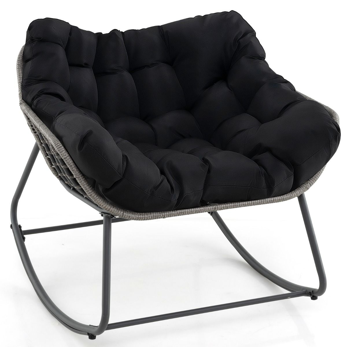 Fauteuil à bascule Coast - très grand format - coussin épais amovible - noir