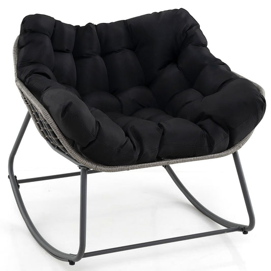 Fauteuil à bascule Coast - très grand format - coussin épais amovible - noir