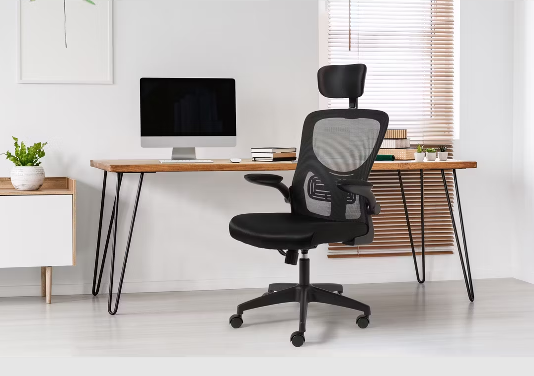 Lifa Living Chaise de bureau Liverpool - 116,5-126,5 x 63 x 60,5 cm - Noir