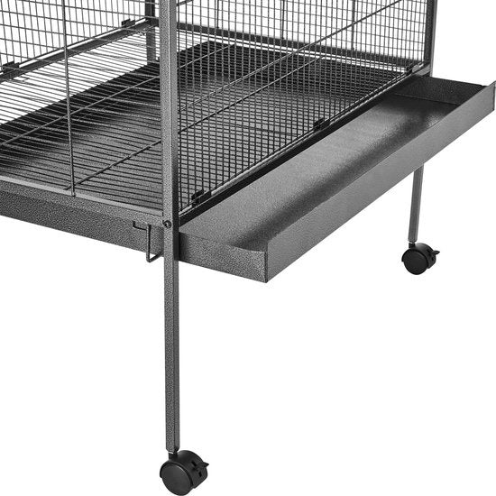 tectake® - cage à oiseaux - volière - avec toit pointu - hauteur 168 cm - sur roulettes