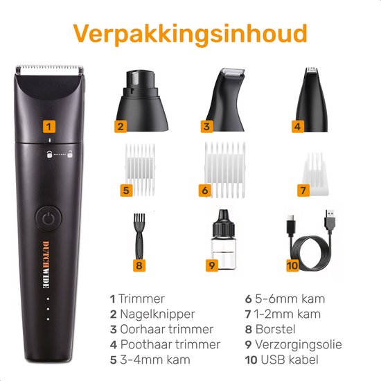 Dutchwide Tondeuse pour chien et chat - Pour poils épais - Tondeuse silencieuse - Sans fil - Kit de toilettage pour animaux - Tondeuse pour chien - Tables de coupe pour chiens - Tondeuse