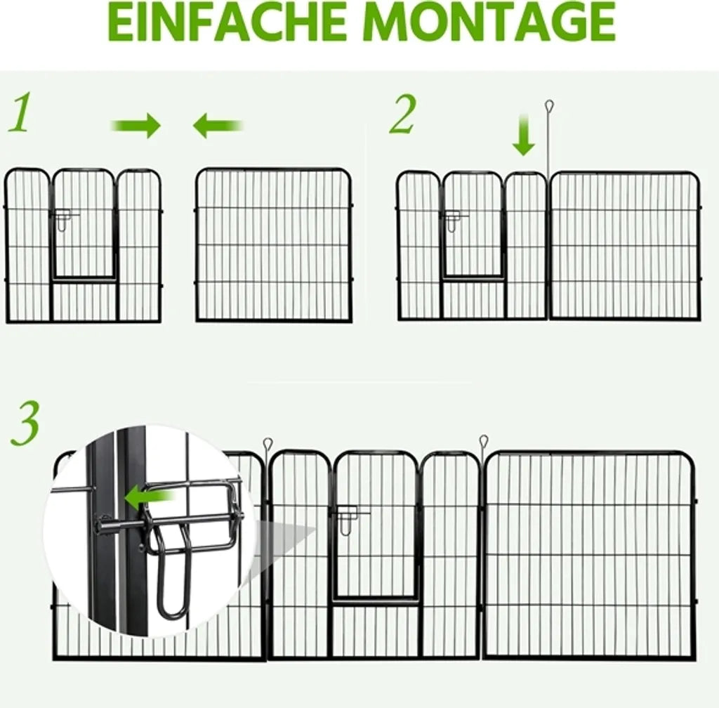 Yaheetech Parc à chiots - 16 pièces - 60 cm - avec 2 portes - noir