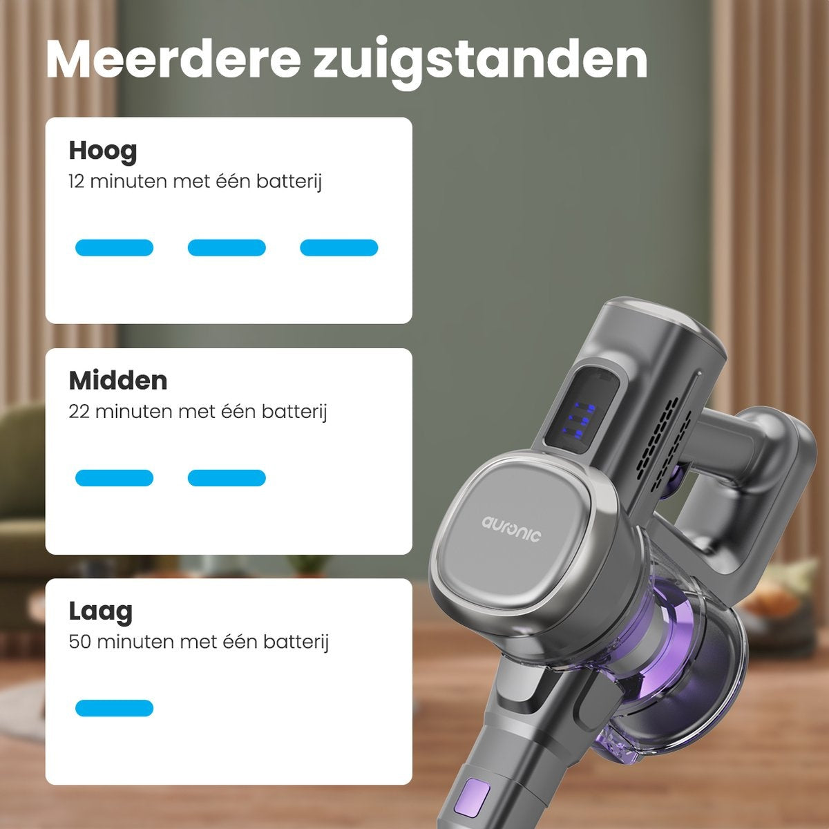 Auronic Stick hoover - Sans fil - Sans sac - Alimenté par batterie - Autonome - 220 W - Gris/Pourpre