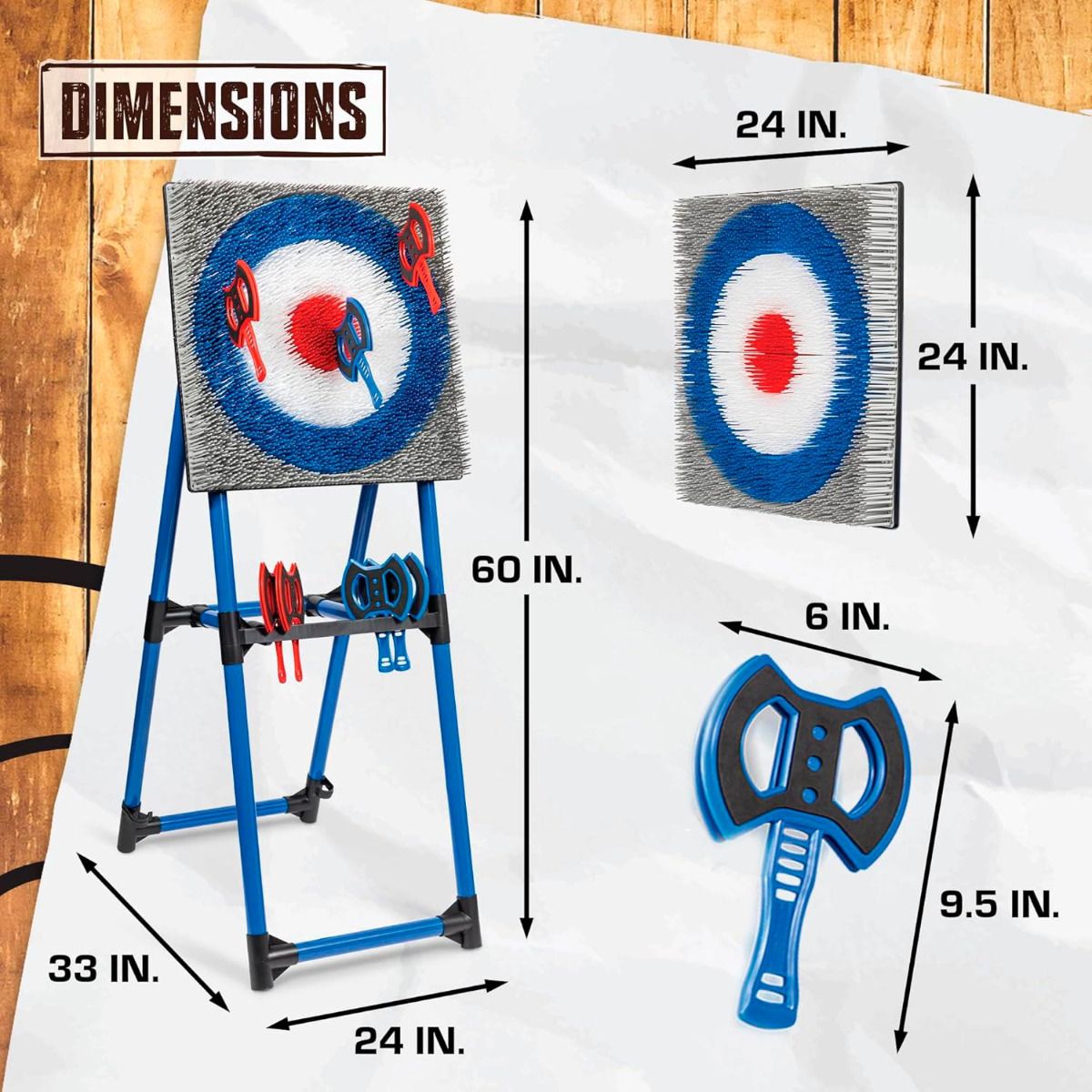 Ensemble de rangement pour haches Eastpoint - Structure en acier - 8 haches rouge/bleu - 152 x 83 x 61 cm