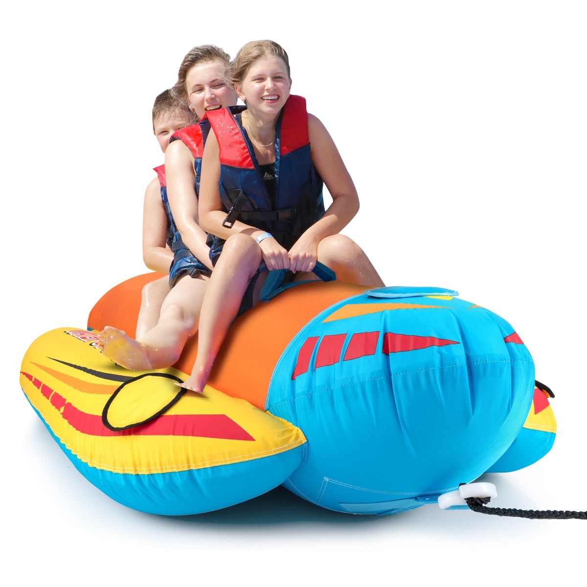 Bateau banane gonflable Coast pour 3 personnes - Orange/Jaune - 252 x 108 x 51 cm