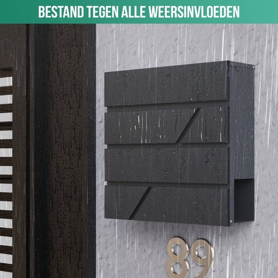 Boîte aux lettres Avalo en acier inoxydable Anthracite avec compartiment à journaux et serrure - Matériel de montage et 2 clés inclus