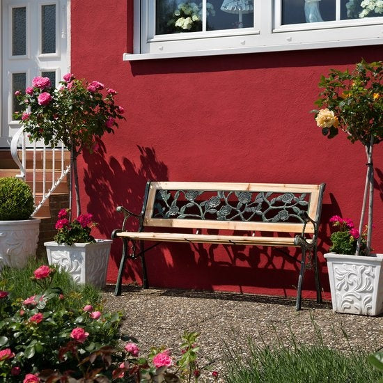 tectake® - Banc de jardin - bois/fonte - 124x52x74 cm - 401424