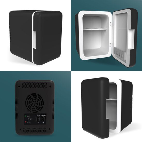 Mini réfrigérateur 5L - Réfrigérateur soins et maquillage - Alimentation et boissons - Organisateur - 12V & 230V - Froid et chaud - Compact - Noir