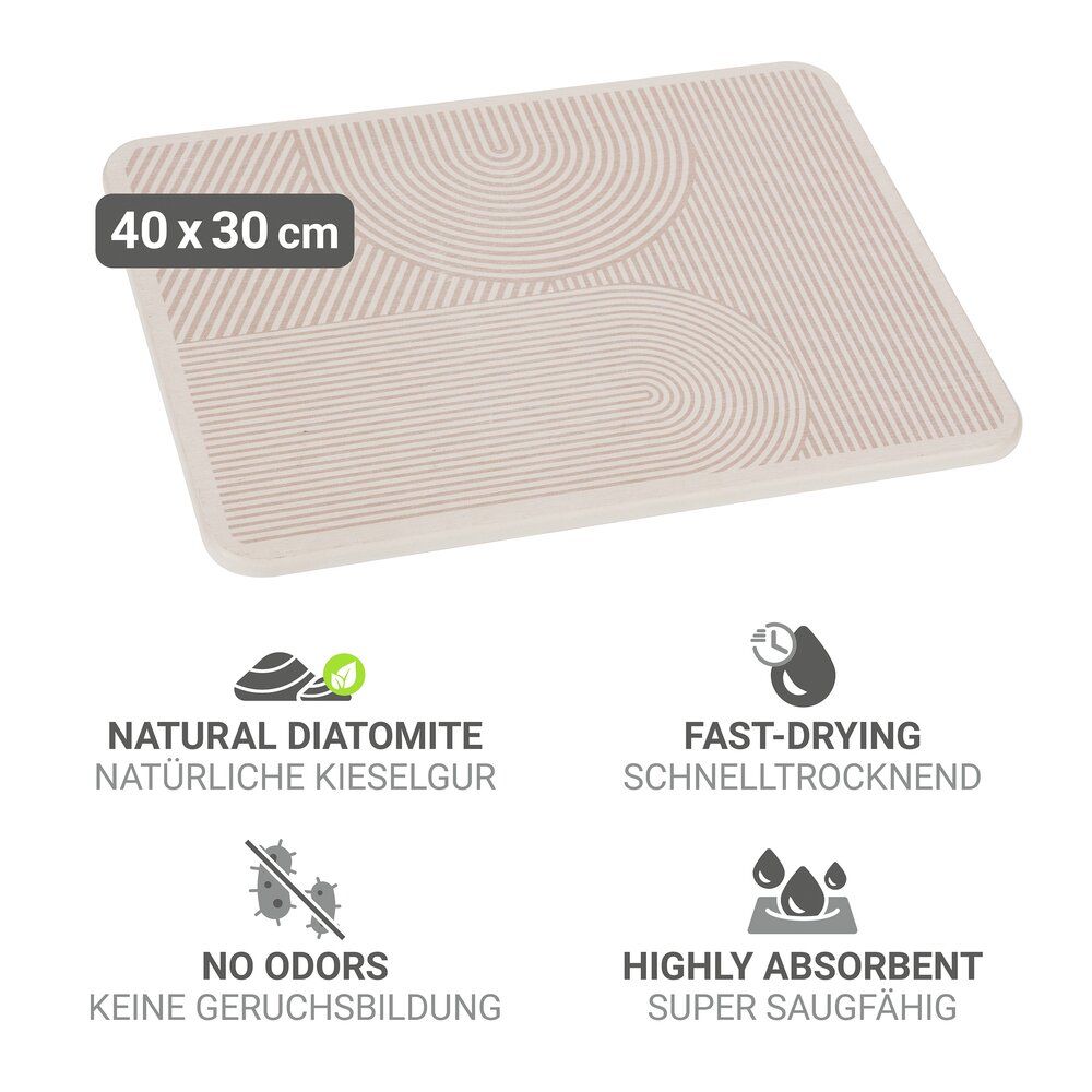 WENKO Damon Tapis égouttoir beige - 40 x 30 cm - Diatomite - Séchage rapide