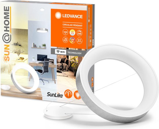 Ledvance - Lampe suspendue avec fonction Biorythme - 450 mm - Aluminium - Dimmable - 2200-5000 K - 500 lm - Silver